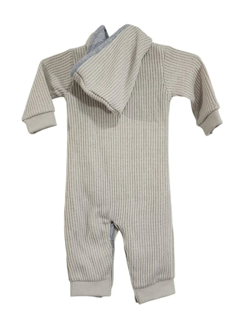 NWT - ME & HENRY Beige Long Sleeve Hooded Romper - Size 3/6m